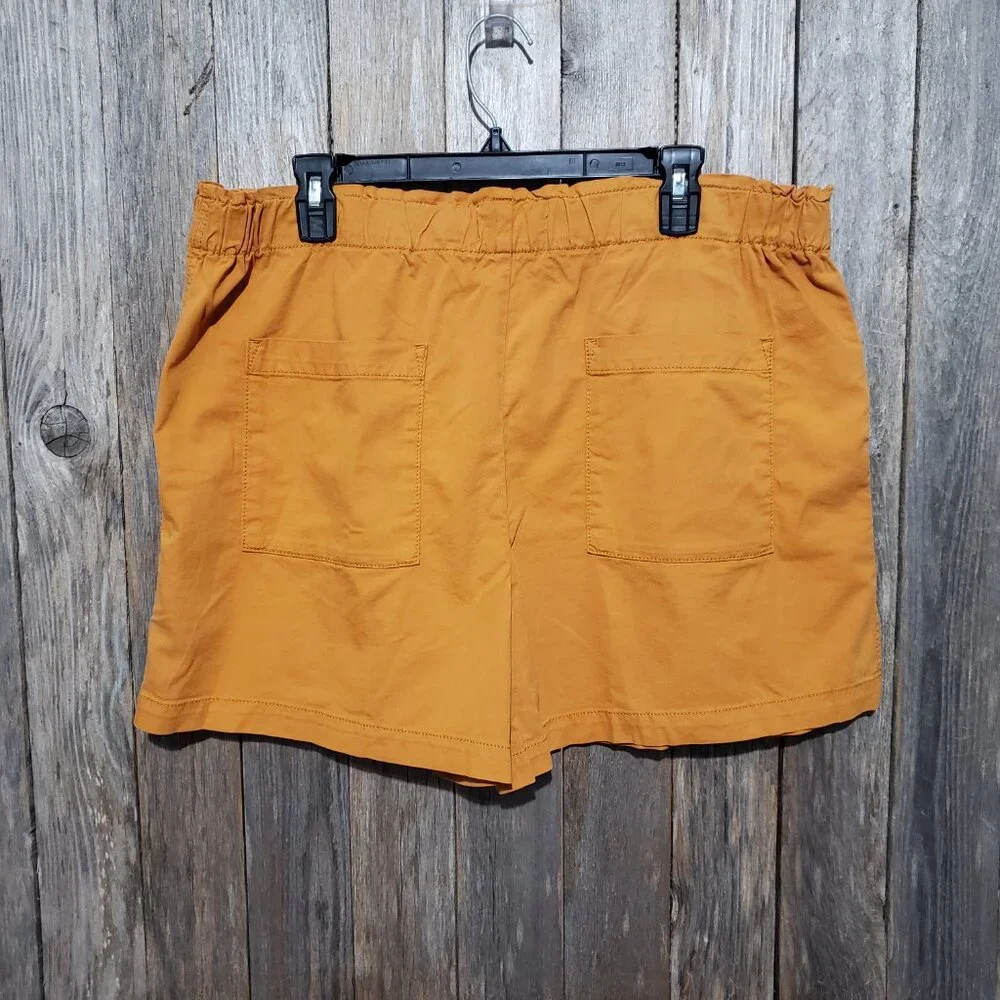NEW Loft XL Orange Pull On Shorts Elastic Waist Pockets‎ Pleated Casual Earthy